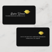 Elegant Beauty Faux Gold Lips Black Visitekaartje (Voorkant / Achterkant)