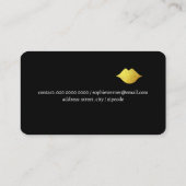Elegant Beauty Faux Gold Lips Black Visitekaartje (Achterkant)