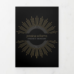 Elegant Beauty Gold Sunburst Black Brochure Drieluik Kaart