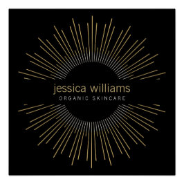 Elegant Beauty Gold Sunburst Logo op zwart Perfect Poster