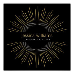 Elegant Beauty Gold Sunburst Logo op zwart Perfect Poster