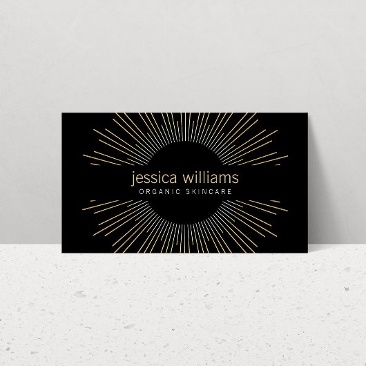 Elegant Beauty Gold Sunburst op zwart Visitekaartje