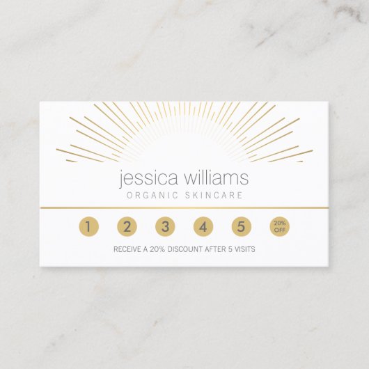 Elegant Beauty Gold Sunburst Salon Loyalty Card (Voorkant)