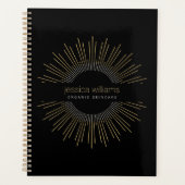 Elegant Beauty Gold Sunburst Zwart Afspraak Planner (Voorkant)