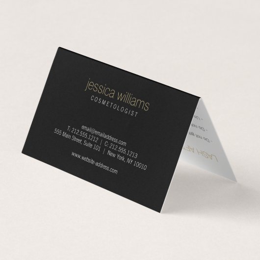 Elegant Beauty Gold Sunburst Zwart Gevouwen Visitekaartje (Achterkant)