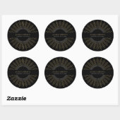 Elegant Beauty Gold Sunburst Zwart Ronde Sticker (Vel)