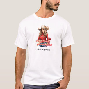 Elegant beauty kerst cowgirl met pet t-shirt
