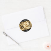 ELEGANT BEAUTY/LADY MET BOW EN STROMEN, bruin Ronde Sticker (Envelop)