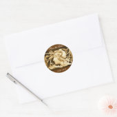 ELEGANT BEAUTY/LADY MET BOW EN STROMEN, bruin Ronde Sticker (Envelop)