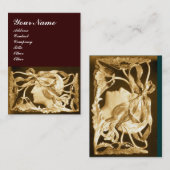 ELEGANT BEAUTY/LADY MET BOW EN STROMEN, bruin Visitekaartje (Voorkant / Achterkant)