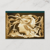 ELEGANT BEAUTY/LADY MET BOW EN STROMEN, bruin Visitekaartje (Achterkant)