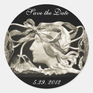 ELEGANT BEAUTY / LADY MET BOW EN STROOM RONDE STICKER