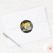 ELEGANT BEAUTY / LADY MET GEEL BOW EN STROMEN RONDE STICKER (Envelop)