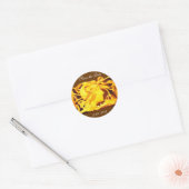 ELEGANT BEAUTY / LADY MET GEEL BOW EN STROMEN RONDE STICKER (Envelop)