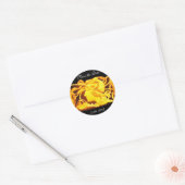 ELEGANT BEAUTY / LADY MET GEEL BOW EN STROMEN RONDE STICKER (Envelop)