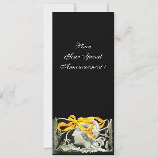 ELEGANT BEAUTY / LADY MET GEEL BOW EN STROMEN SAVE THE DATE (Achterkant)