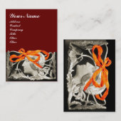 ELEGANT BEAUTY / LADY MET RODE BOW EN STROMEN VISITEKAARTJE (Voorkant / Achterkant)