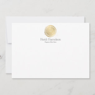 Elegant Beauty Mandala Logo Faux Gold Flat Note Notitiekaartje
