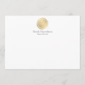 Elegant Beauty Mandala Logo Faux Gold Flat Note Notitiekaartje (Voorkant)