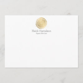 Elegant Beauty Mandala Logo Faux Gold Flat Note Notitiekaartje