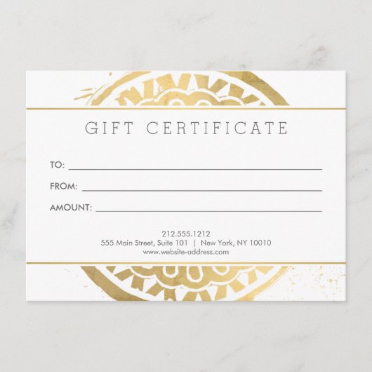 Elegant Beauty Mandala Logo Faux Gold Gift Kaart (Voorkant)