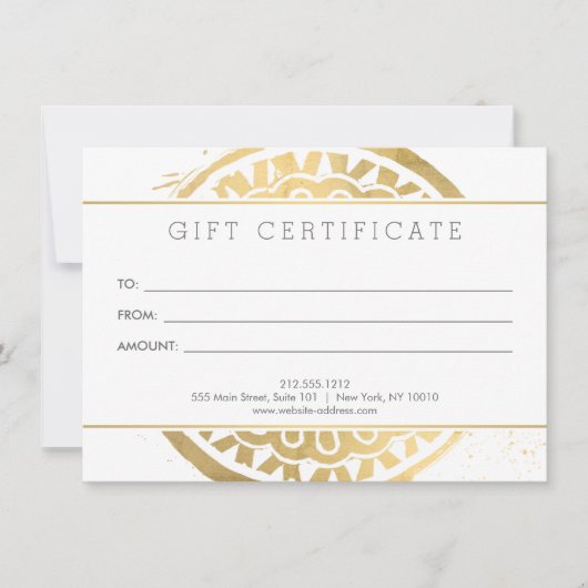 Elegant Beauty Mandala Logo Faux Gold Gift Kaart (Voorkant)