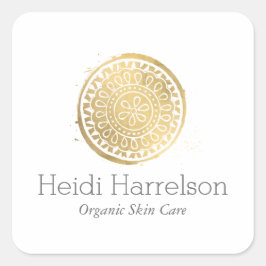 Elegant Beauty Mandala Logo Faux Gold Vierkante Sticker