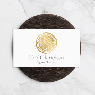 Elegant Beauty Mandala Logo Faux Gold Visitekaartje