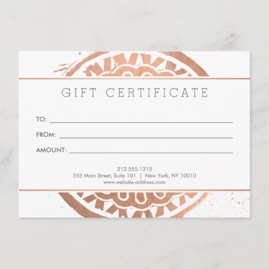 Elegant Beauty Mandala Logo Roos Gold Gift Kaart (Voorkant)