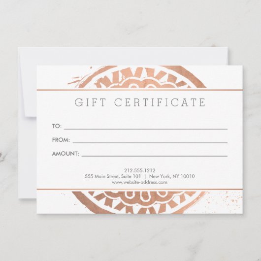 Elegant Beauty Mandala Logo Roos Gold Gift Kaart (Voorkant)