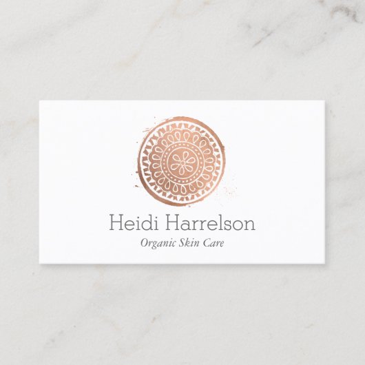Elegant Beauty Mandala Logo Roos Goud Visitekaartje (Voorkant)