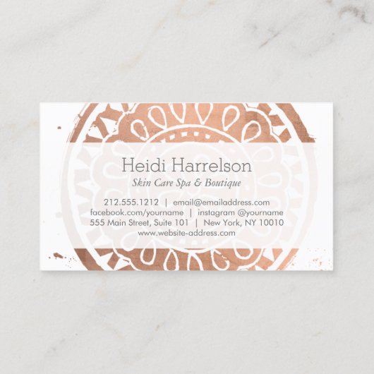 Elegant Beauty Mandala Logo Roos Gouden Afspraak Afsprakenkaartje (Achterkant)
