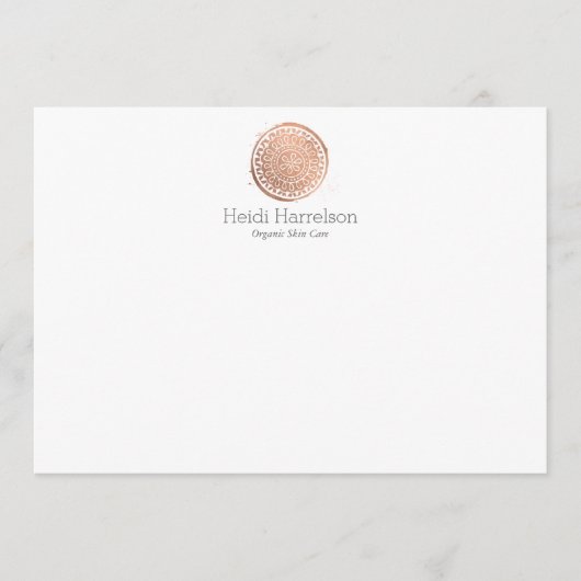 Elegant Beauty Mandala Logo Roos Gouden Platte Not Notitiekaartje (Voorkant)