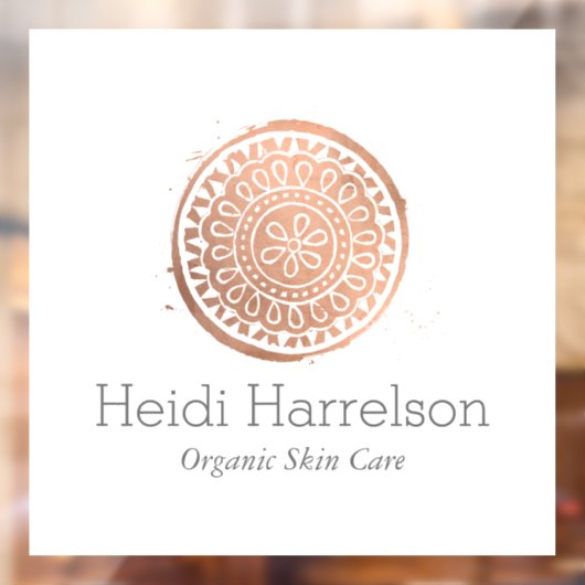 Elegant Beauty Mandala Logo Roze Goud Raamfolie Raamsticker (Vel 2)