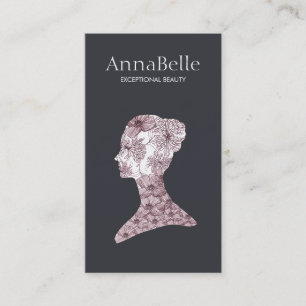 Elegant Beauty Meisje's Gezicht Hand getrokken Flo Visitekaartje