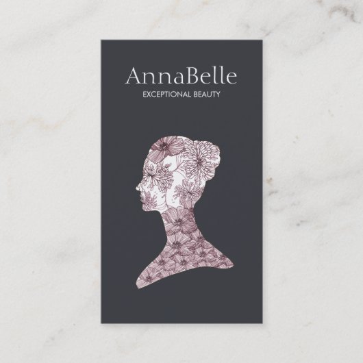 Elegant Beauty Meisje's Gezicht Hand getrokken Flo Visitekaartje (Voorkant)