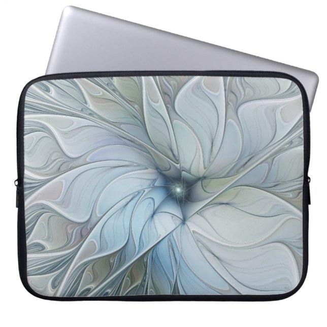 Elegant Beauty Modern Abstract Fractal Art Flower Laptop Sleeve (Voorkant)