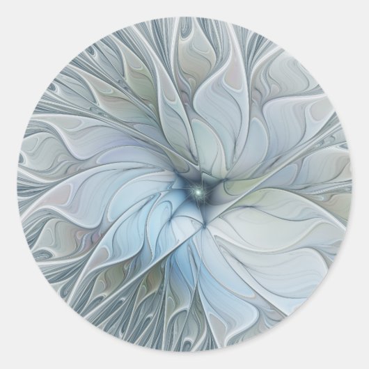 Elegant Beauty Modern Abstract Fractal Art Flower Ronde Sticker (Voorkant)