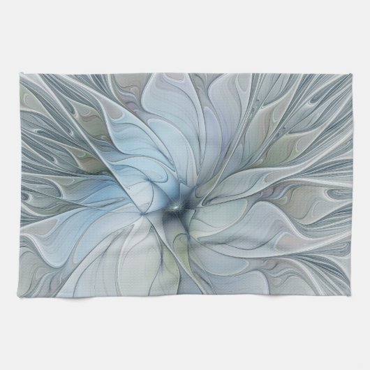 Elegant Beauty Modern Abstract Fractal Art Flower Theedoek (Horizontaal)