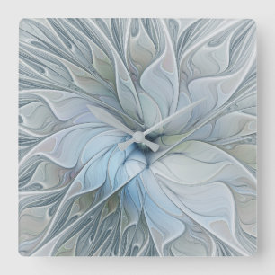 Elegant Beauty Modern Abstract Fractal Art Flower Vierkante Klok