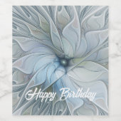 Elegant Beauty Modern Abstract Fractal Art Flower Wijn Etiket (Enkel label)