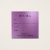 Elegant Beauty Salon Cadeaubon Kaart – Eenvoudig (Achterkant)