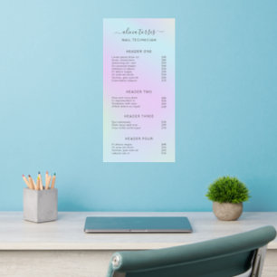 Elegant Beauty Salon Holographic Price List Muurstickers