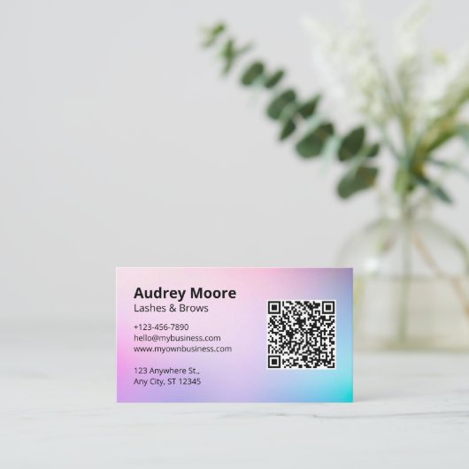 Elegant Beauty Salon Lashes Brows Logo QR Code Visitekaartje (Staand voorkant)