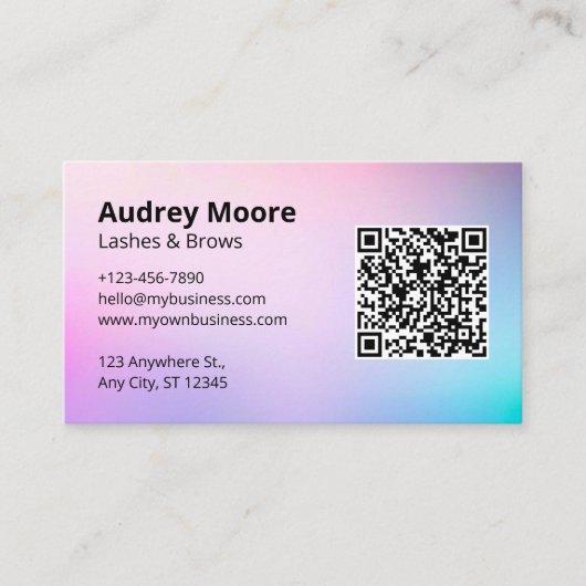Elegant Beauty Salon Lashes Brows Logo QR Code Visitekaartje (Voorkant)