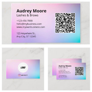 Elegant Beauty Salon Lashes Brows Logo QR Code Visitekaartje