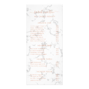 Elegant Beauty Salon Price List Roos Gold Marble Reclamekaart