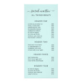 Elegant Beauty Salon Price List Turquoise Reclamekaart (Voorkant)