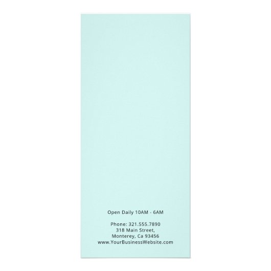 Elegant Beauty Salon Price List Turquoise Reclamekaart (Achterkant)
