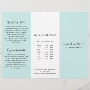 Elegant Beauty Salon Turquoise Trifold Brochure
